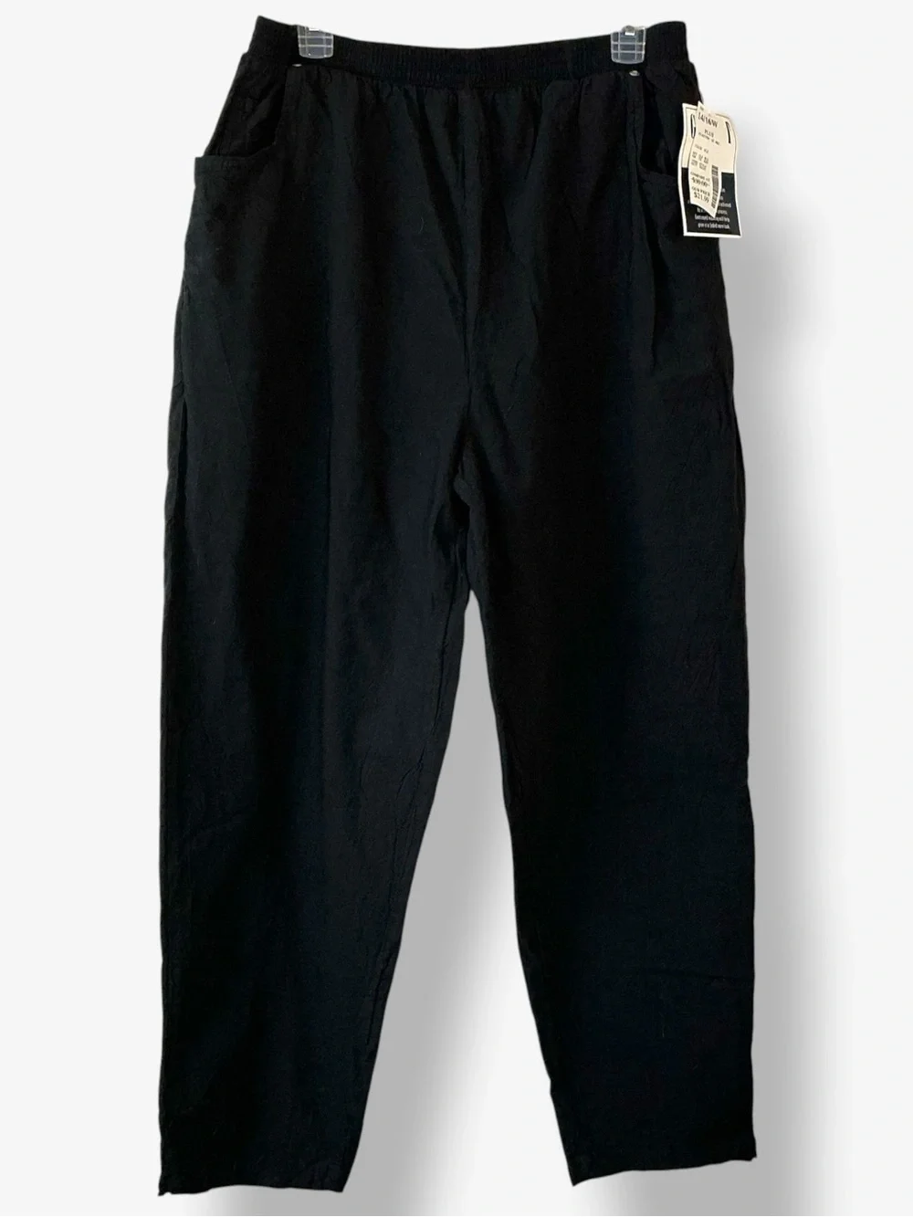 Fashion Bug Black Pants 100% Cotton Pocket Elastic Waist 29” Inseam Plus 14/16